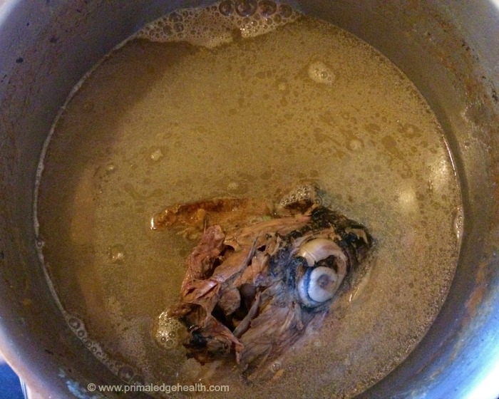 Cooked fish stock recipe.