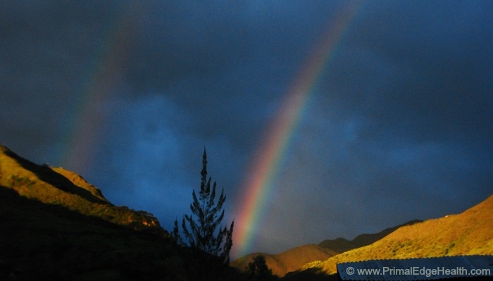 End of the rainbow on the hill.