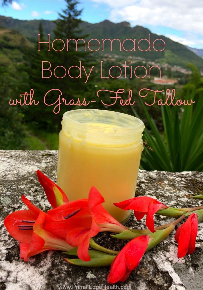 Homemade body lotion with grass-fed tallow recipe.