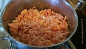 Beef tallow being cooked.