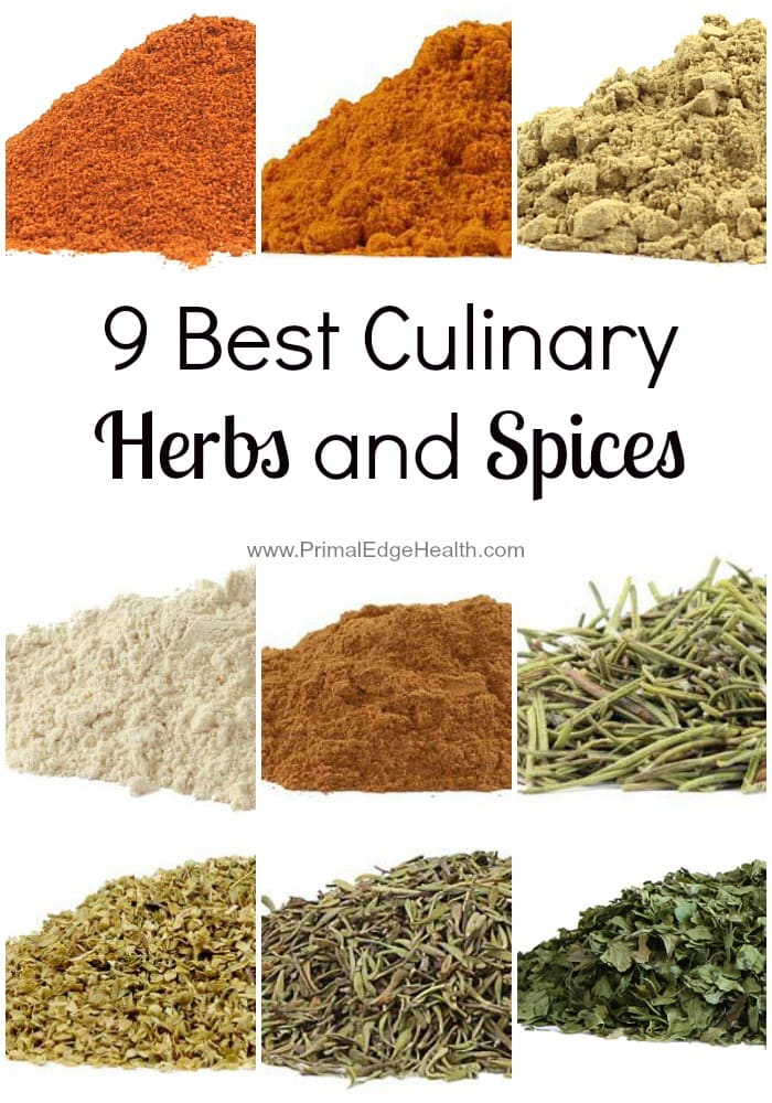 9 best culinary herbs and spices.