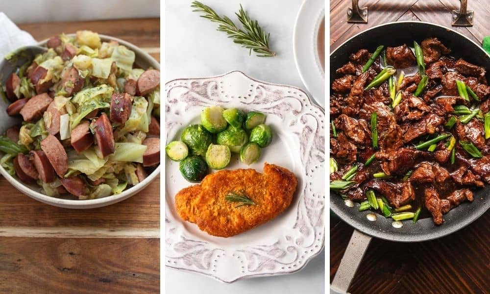 A collage of easy low-carb recipes for dinner.