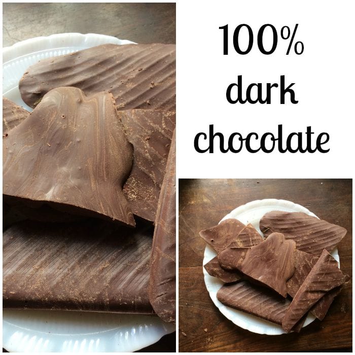 100 percent dark chocolate collage.