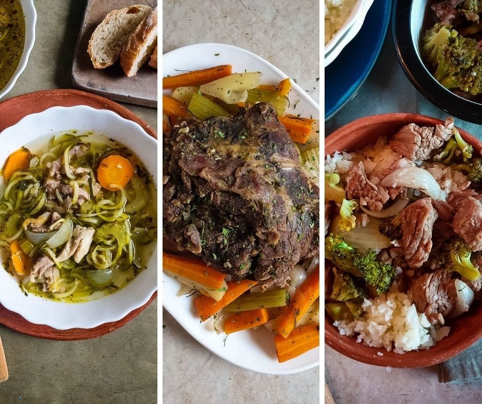 Images of 3 different keto slow cooker recipes.