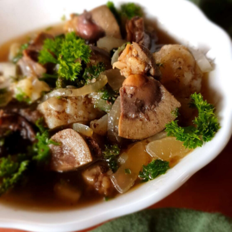 Beef offal soup in a bowl.