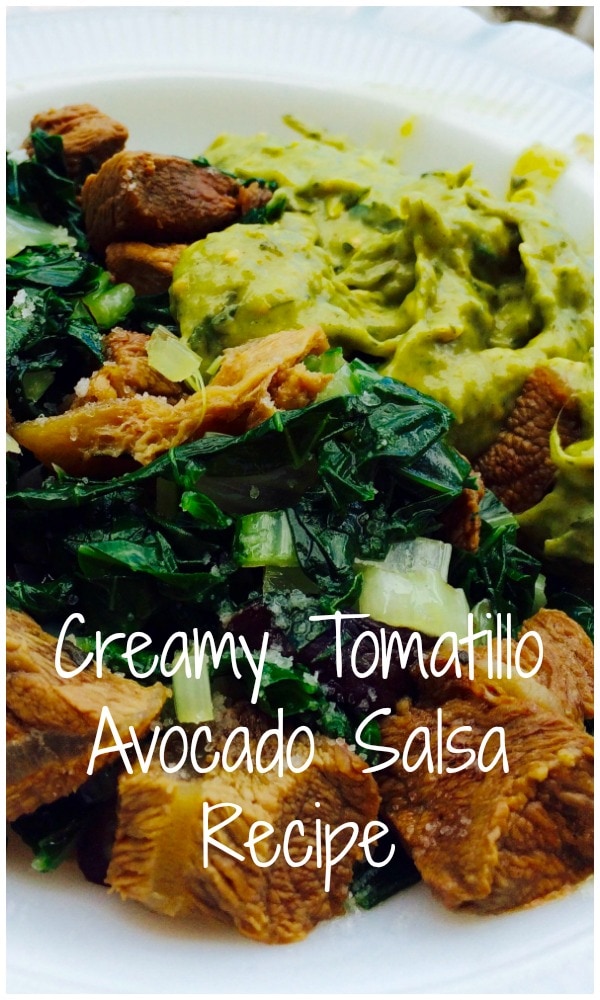 Creamy tomatillo avocado salsa recipe.