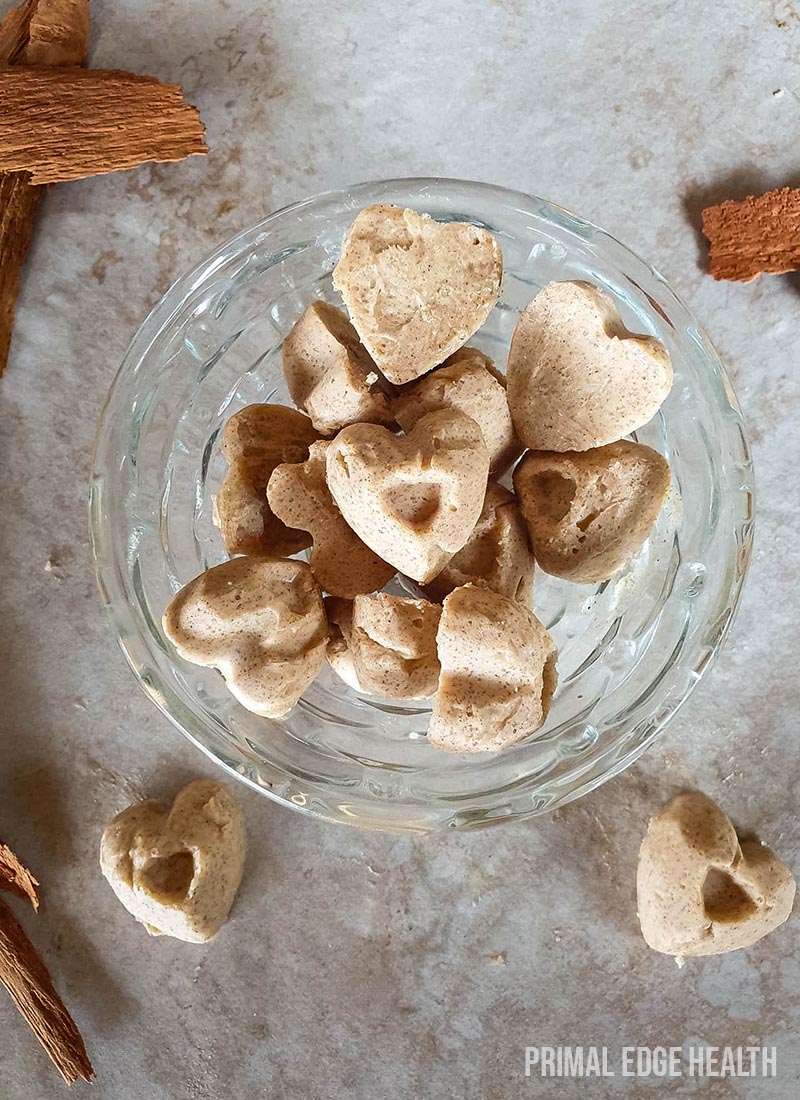 A bowl of cinnamon fat bombs.