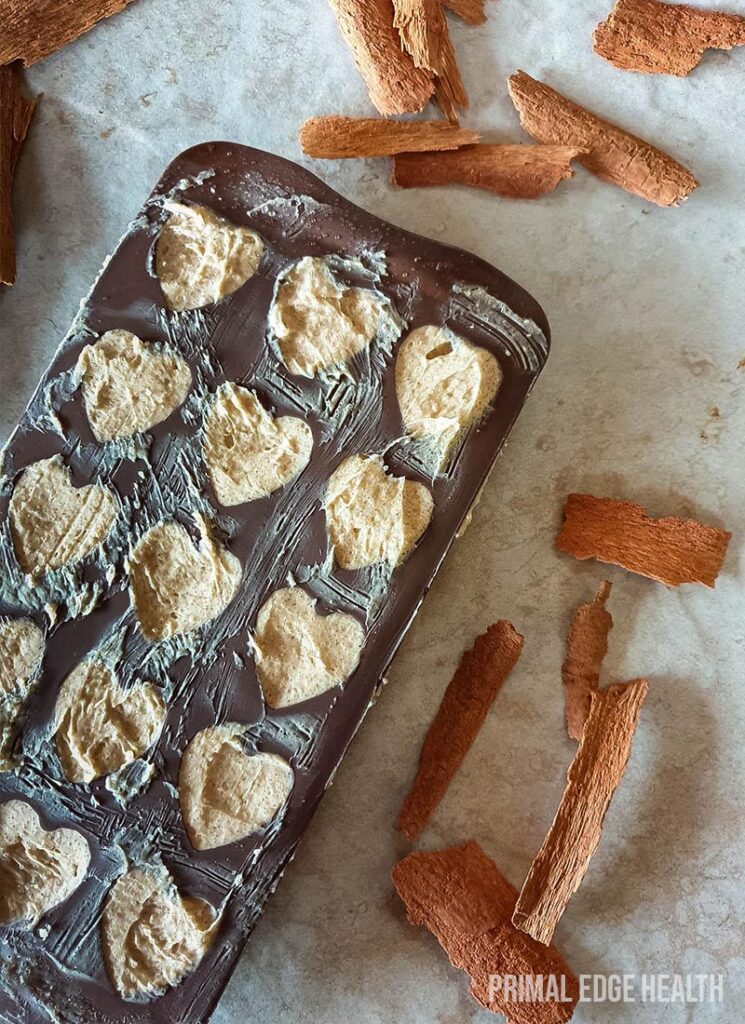 A batch of Cinnamon fat bomb in a tray on a white surface.