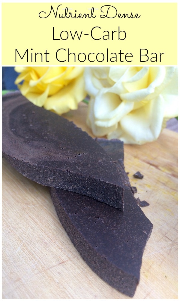 Nutrient-dense low-carb mint chocolate bar.