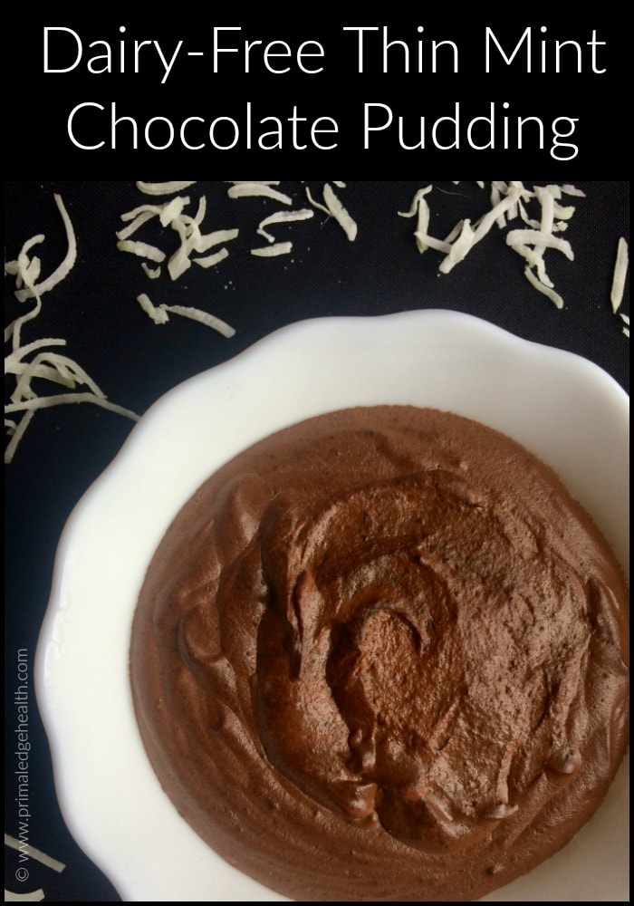Dairy-free thin mint chocolate pudding