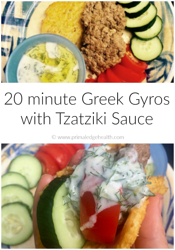 20-minute Greek gyros with tzatziki sauce.