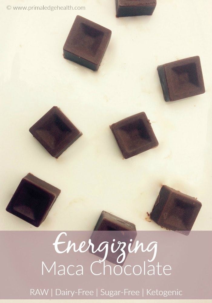 Energizing maca chocolate. Raw, dairy-free, sugar-free, ketogenic.