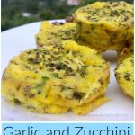 Garlic and zucchini scrambled egg muffin.