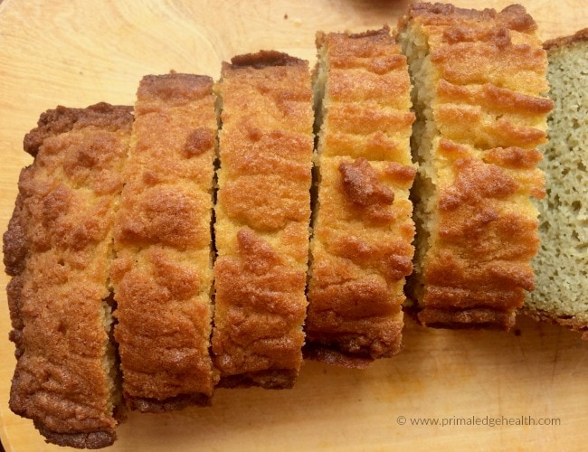 Keto coconut flour bread sliced into six.