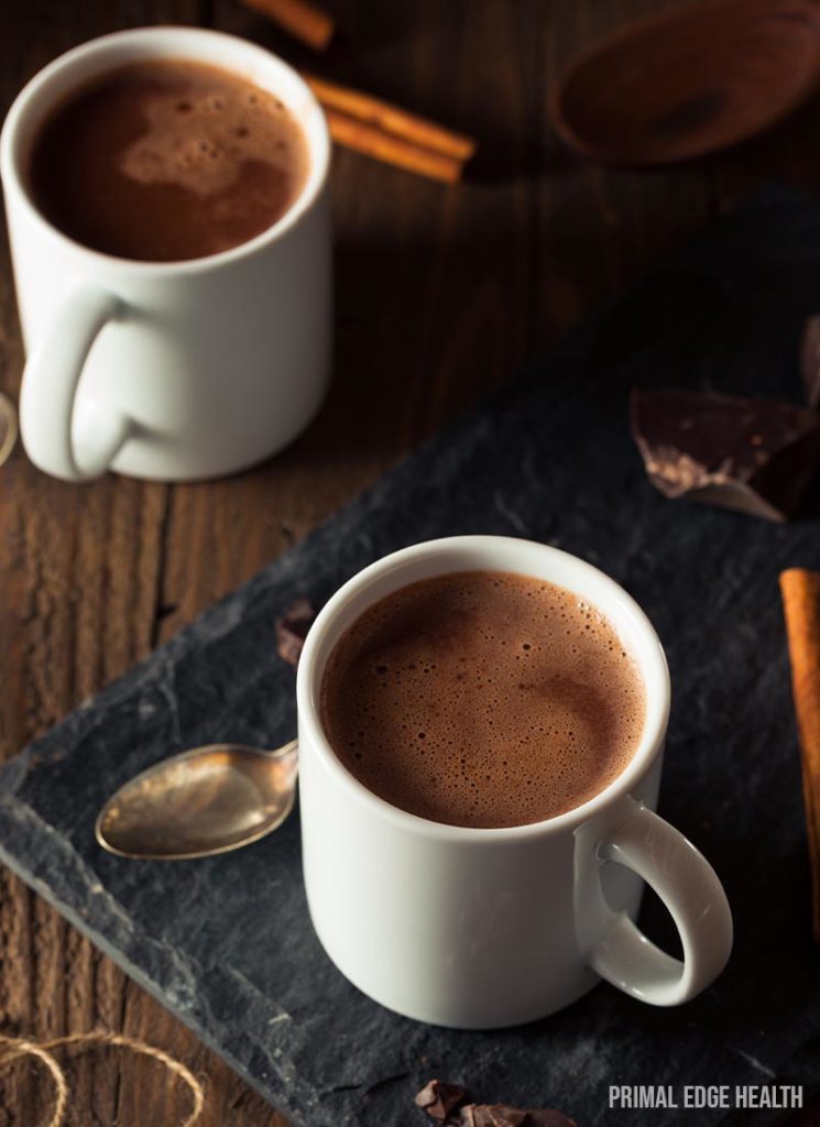 Two glasses of keto hot chocolate.