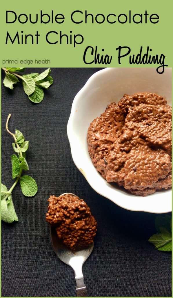 Double chocolate mint chip chia pudding.