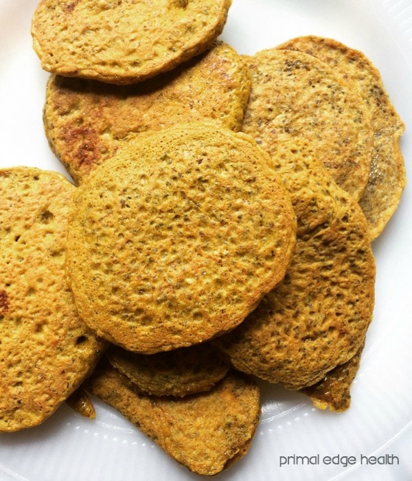 Curried keto flatbread in a pile.