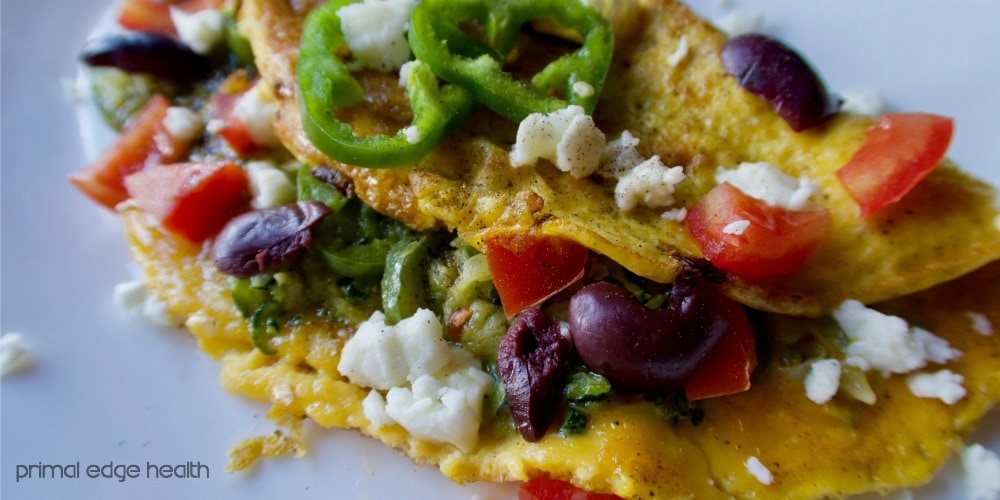 Greek omelette on a plate.