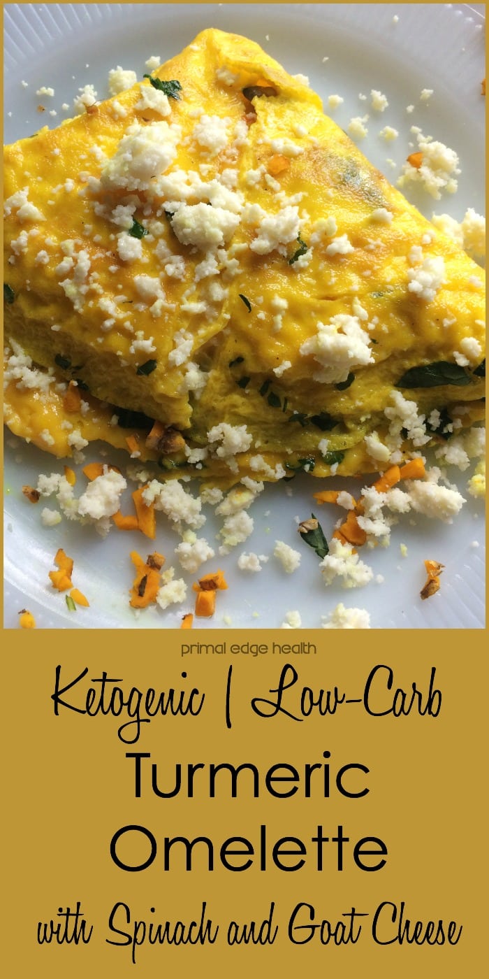 Turmeric omelette with spinach and goat cheese. Ketogenic, low-carb.