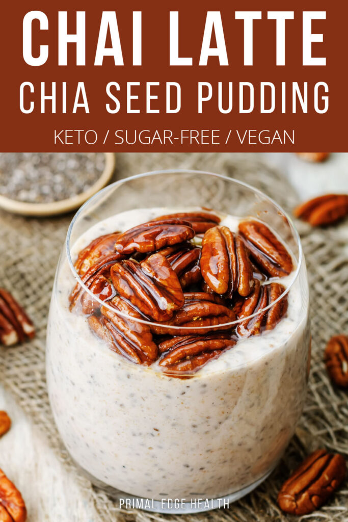 Chai latte chia pudding is a quick and easy overnight chia pudding recipe with low-carb, sugar-free, keto, and vegan ingredients. Enjoy all the flavors of a spicy chai tea mixed in a dairy-free pudding with coconut milk!