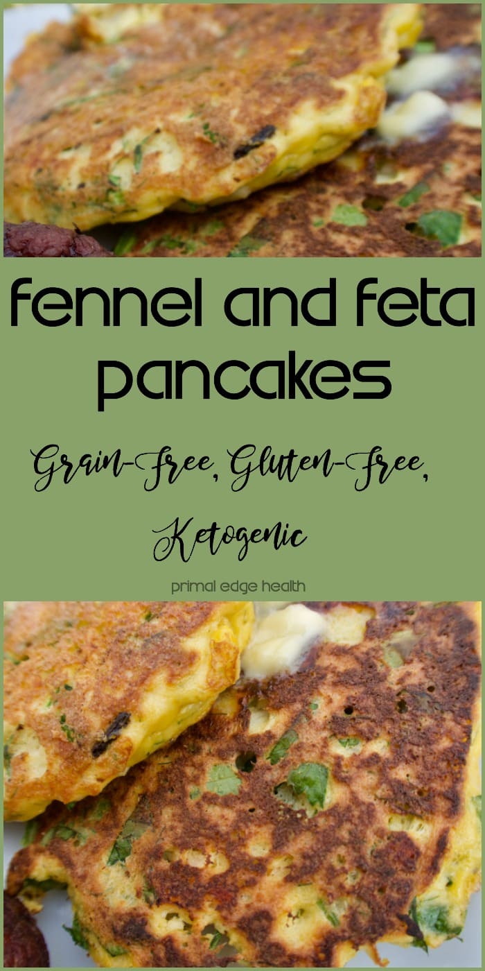 Fennel and feta pancakes. Grain-free, gluten-free, ketogenic.