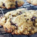 Ketogenic Chocolate Chip Cookies on cooling rack.