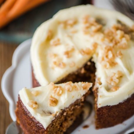 Easy gluten-free carrot cake with frosting.