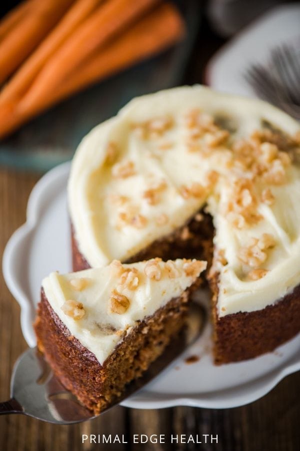 Easy gluten-free carrot cake with frosting.