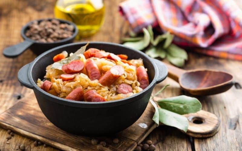 cabbage and sausage stir fry