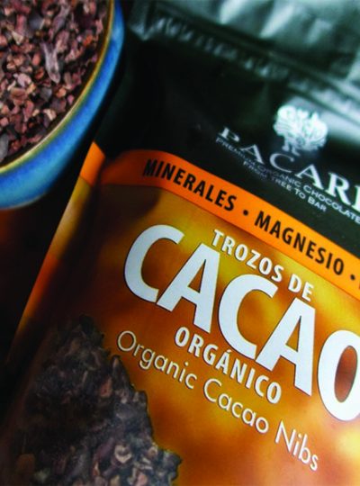 organic cacao nibs bag bowl