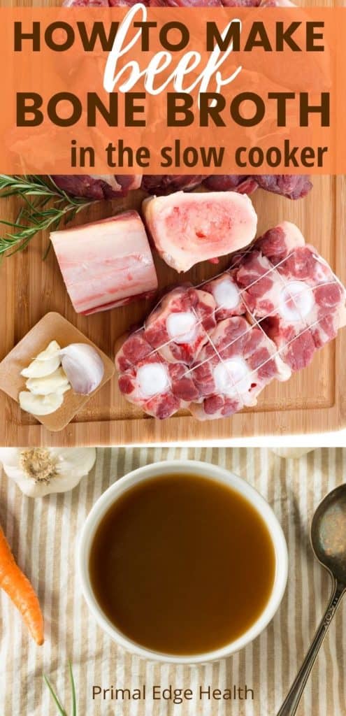 How to Make Beef Bone Broth in the Slow Cooker by Primal Edge Health.