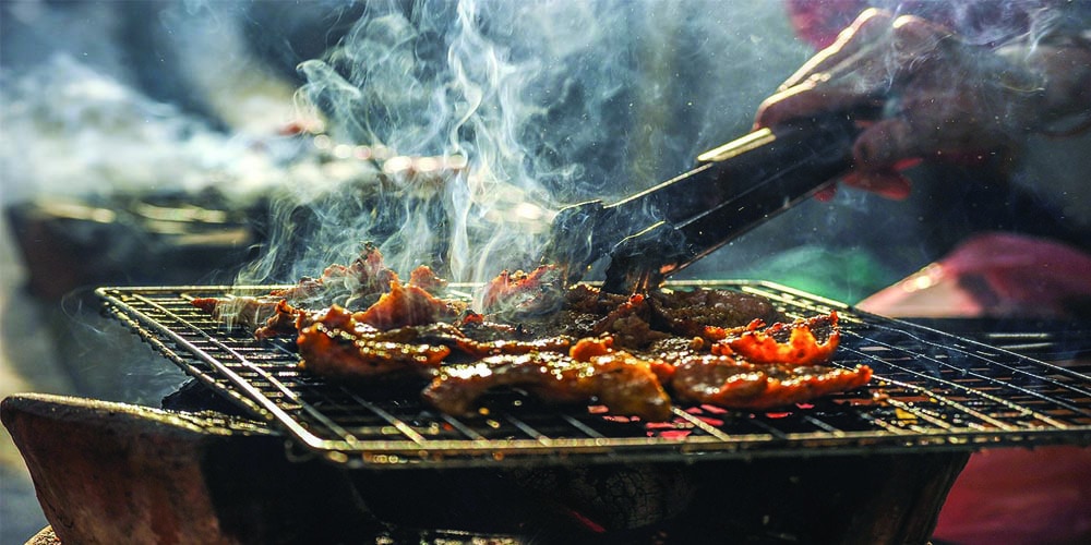 Meat being grilled.