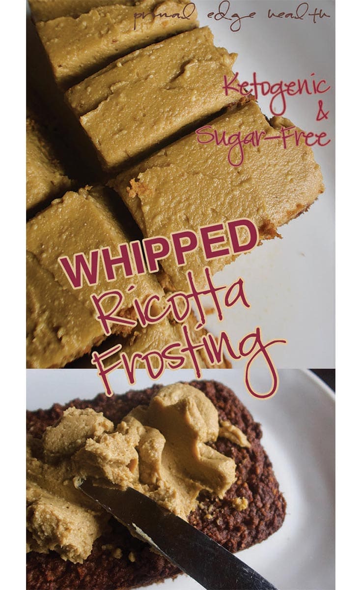 Whipped ricotta frosting. Ketogenic and sugar-free. Collage of two recipes.