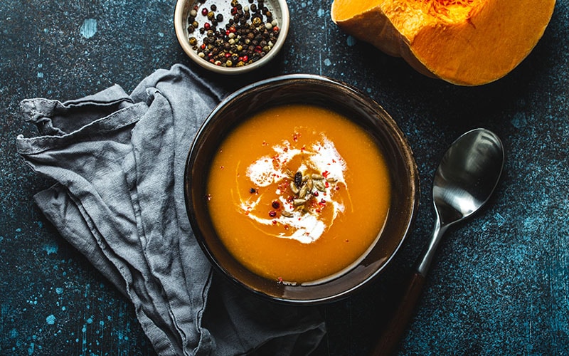 pumpkin soup with coconut cream