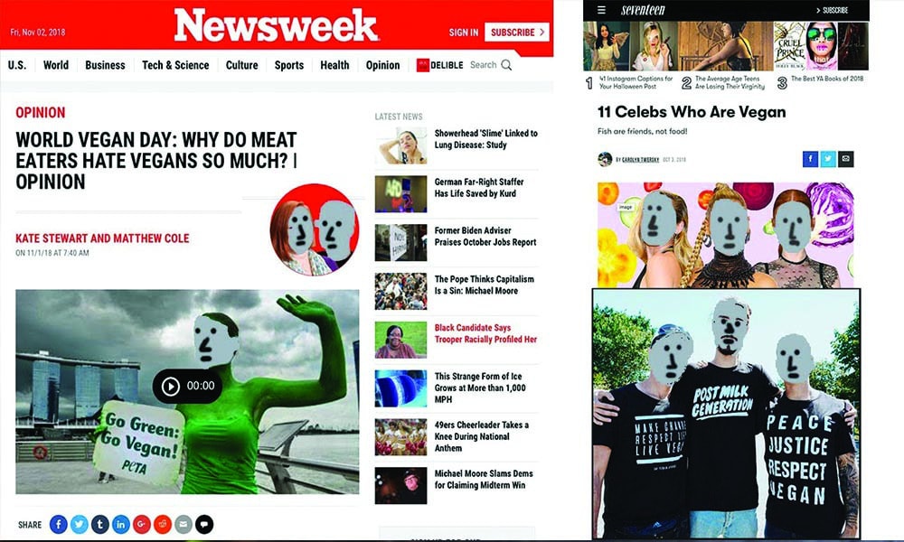Newsweek vegan opinion collage.