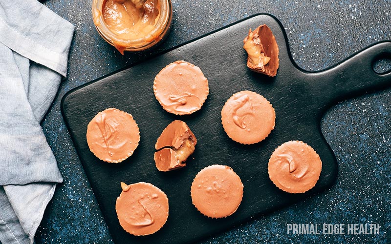 A batch of keto chocolate peanut butter cup.