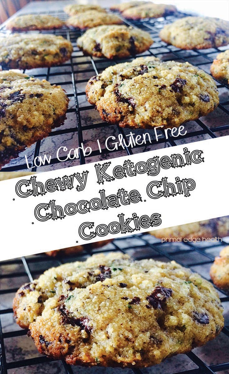 Chewy ketogenic chocolate chip cookies, Low-carb. Gluten-free.