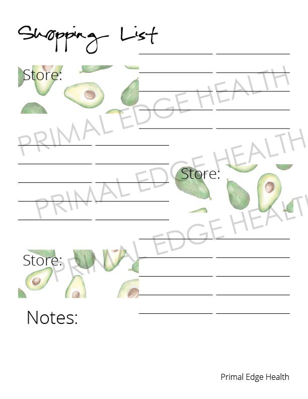 ketogenic menu meal planner primal edge health printable grocery list by category