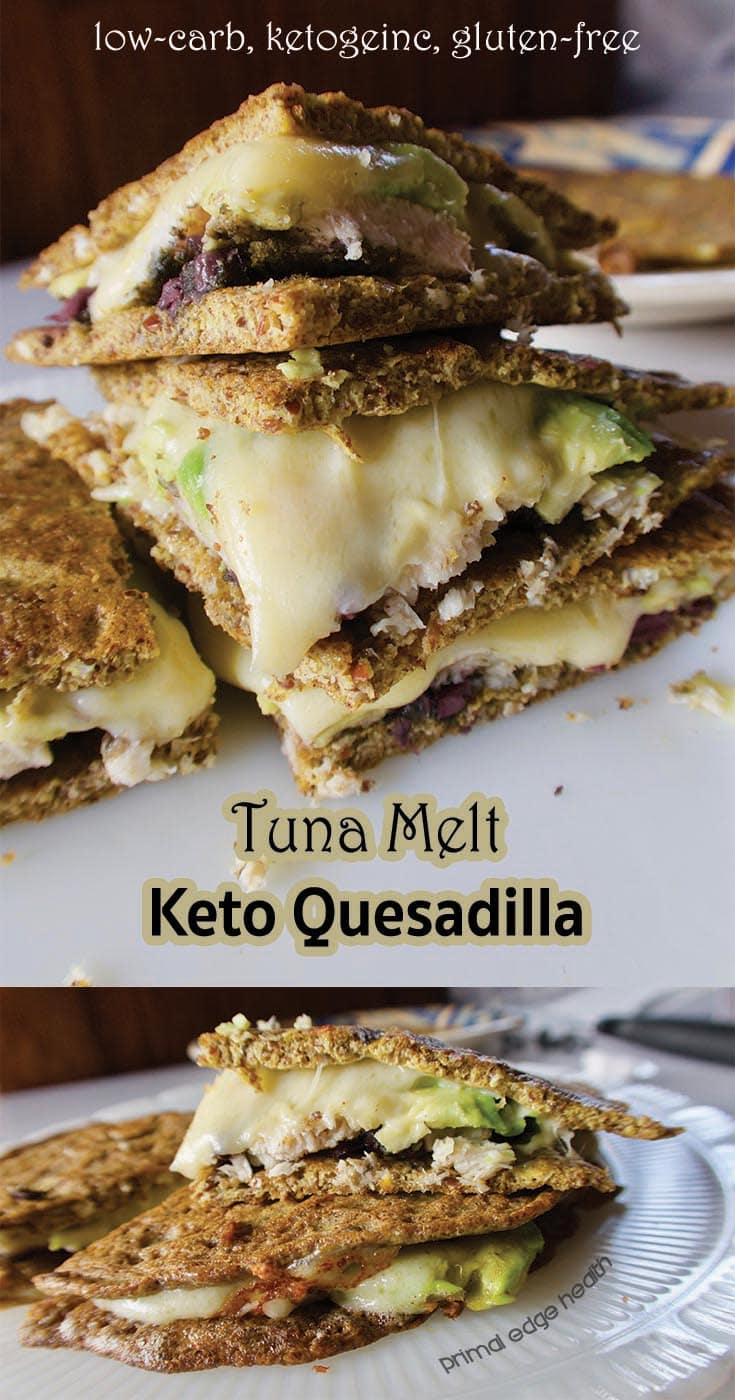 Tuna melt keto quesadilla. Low-carb. Ketogenic. Gluten-free.