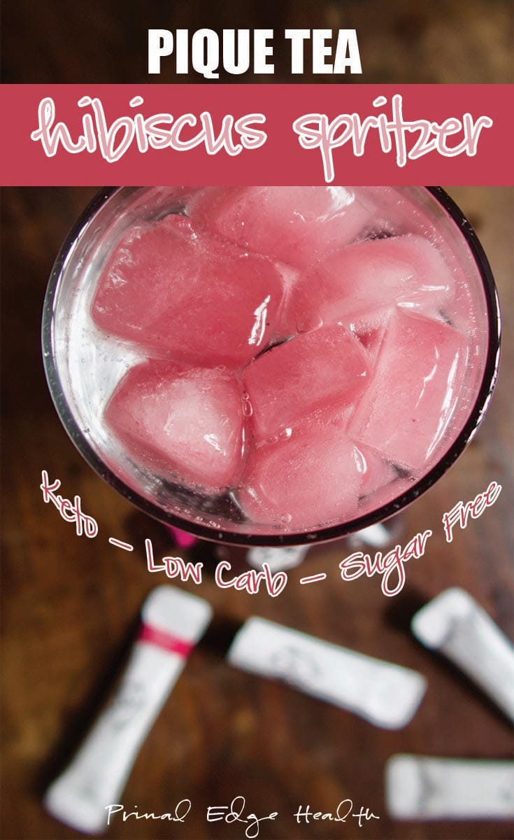 Pique tea hibiscus spritzer. Keto. Low-carb. Sugar-free.