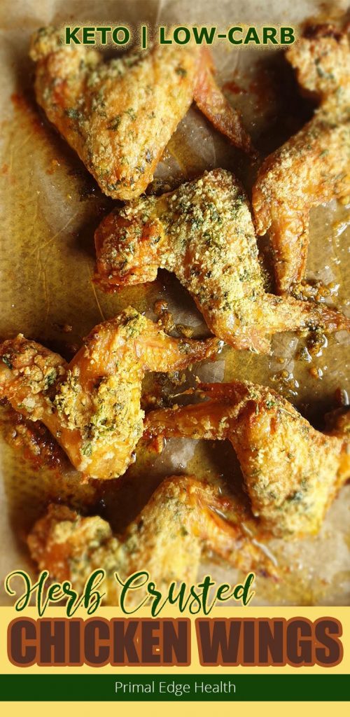 herb crusted easy keto chicken wings pin