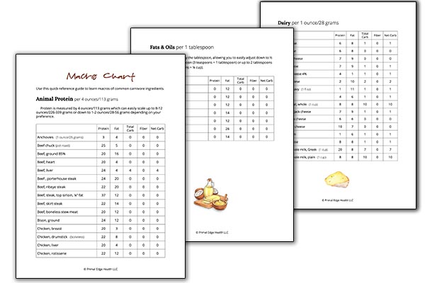 A set of carnivore and macro food worksheets for a child's meal chart.