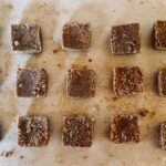 Easy homemade pemmican recipe squares on the table.