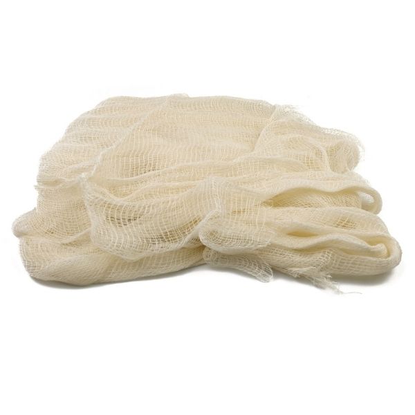 A cheesecloth on a white background.