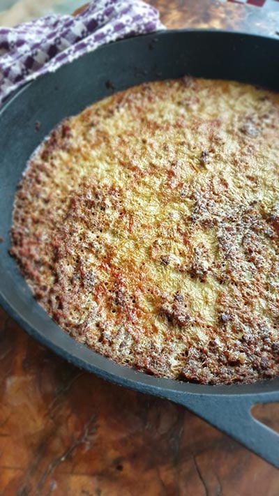 Organ meat pie in a pan.