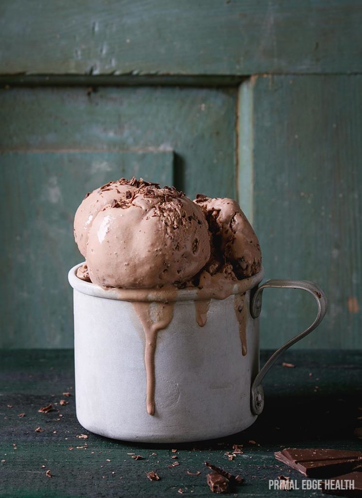 No churn keto ice cream in a white cup.