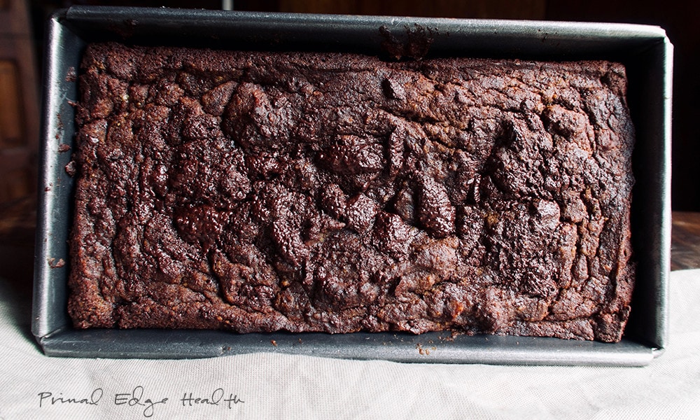 Low Carb Pumpkin Bread in rectangular pan.