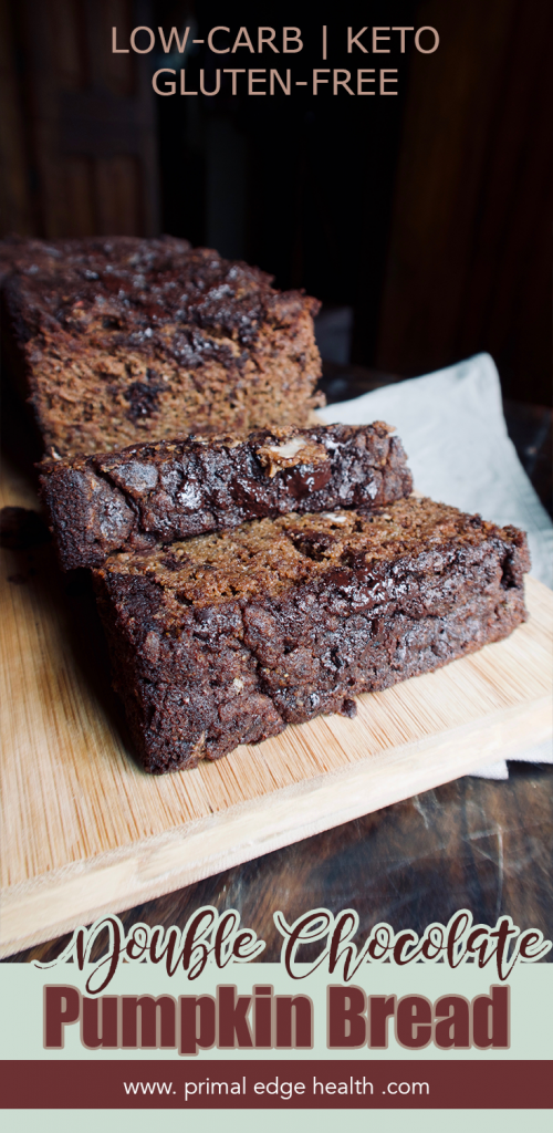 Double chocolate pumpkin bread. Low-carb. Keto. Gluten-free.