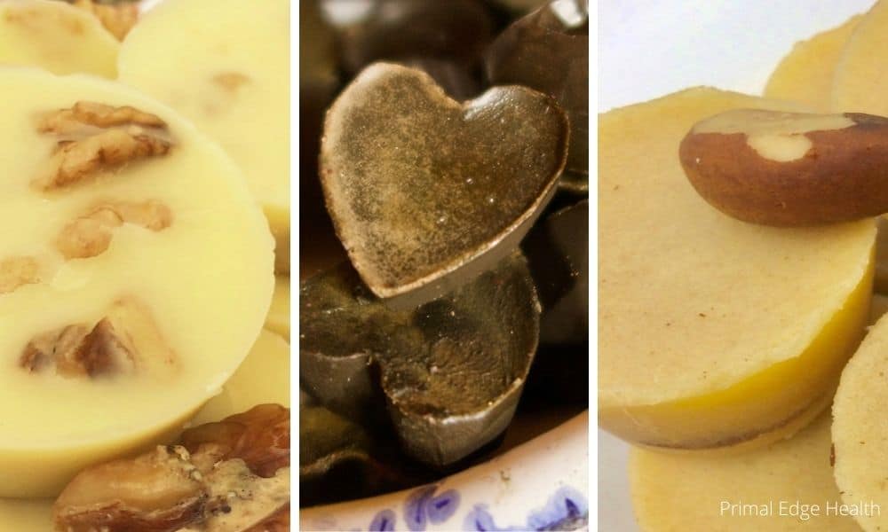 3 images of cacao butter recipe.