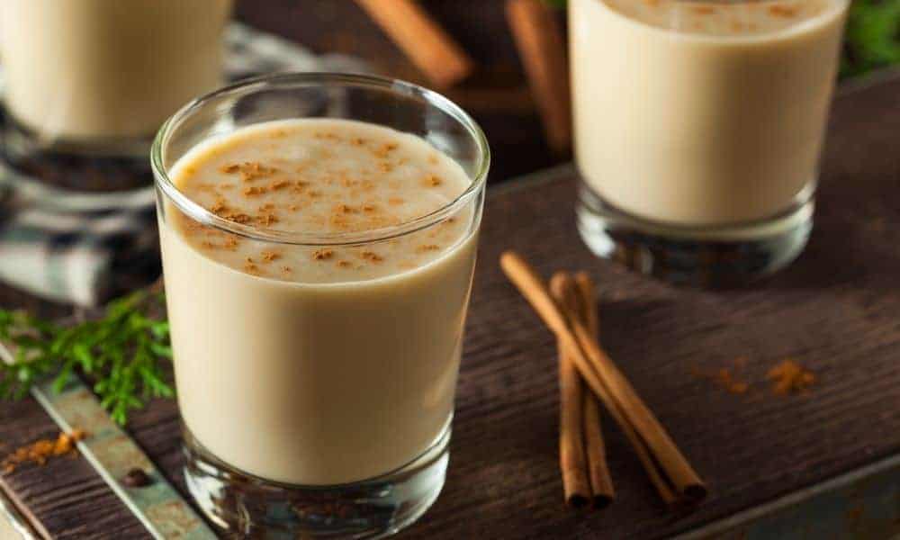 Two glasses of keto eggnog.